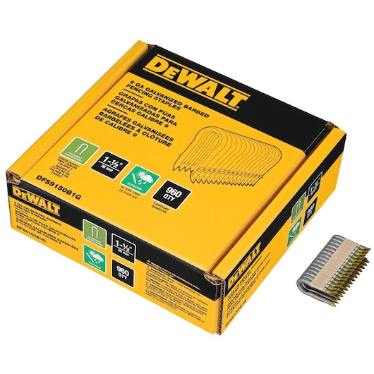 Dewalt, 1-1/2 IN. 9 GA Galvanized Barbed Fencing Staples - 960 COUNT