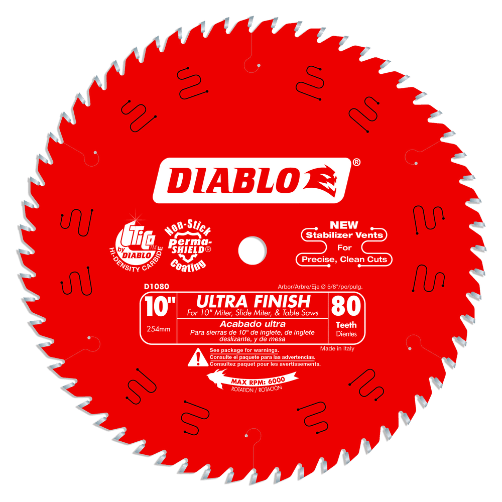 DIABLO, 10 in. x 80 Tooth Ultra Finish
Saw Blade