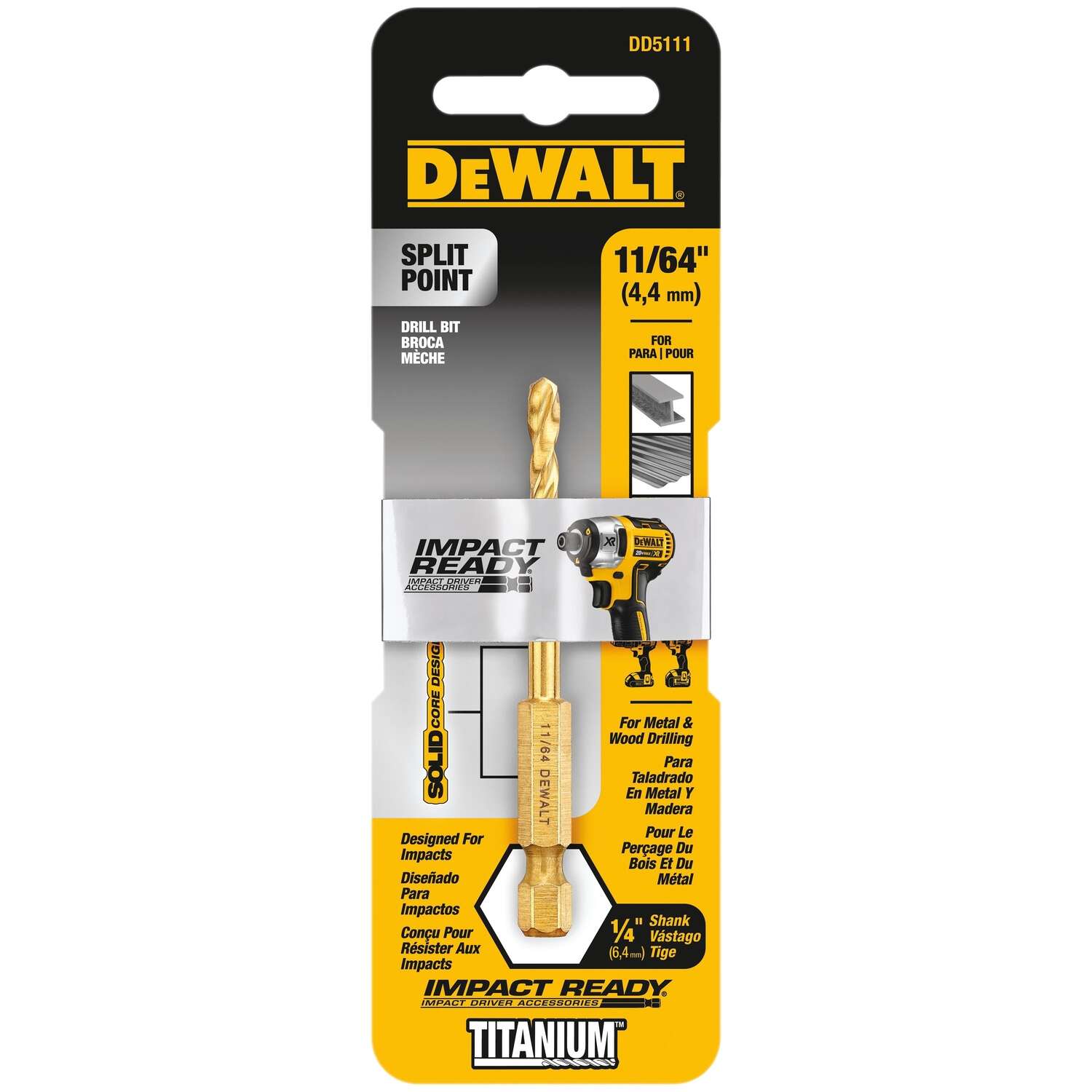 Dewalt, 11/64 IN. IMPACT READY Titanium Nitride Coating Drill Bit