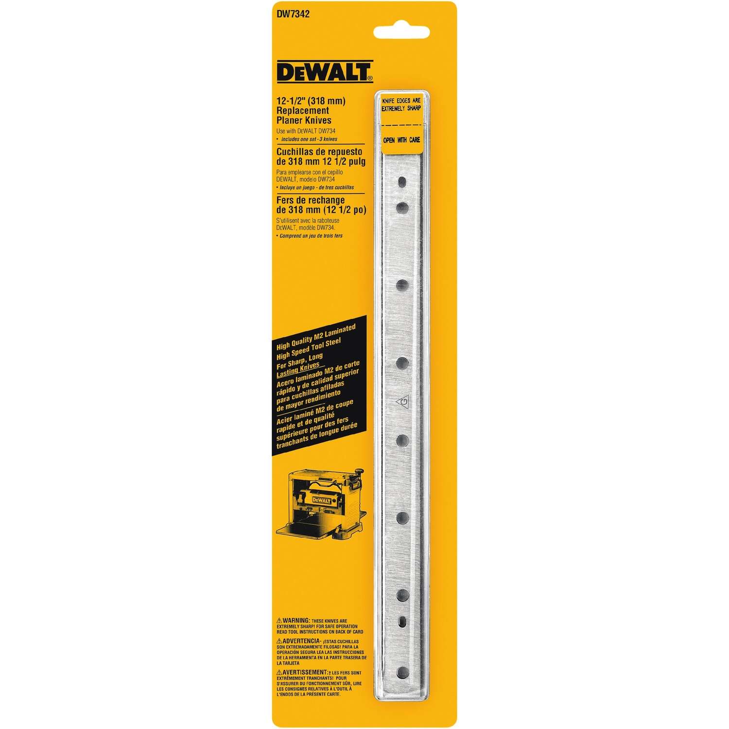 Dewalt, 12-1/2 IN. Disposable Reversible Planer Knives - 3 PACK