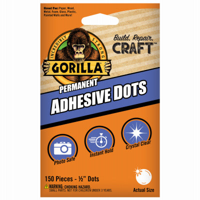 Gorilla Glue, 1/2 in. Permanent Adhesive Dots - 150 Count