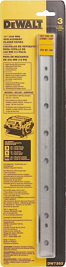 Dewalt, 13 IN. Disposable Reversible Thickness Planer Knives - 3 PACK