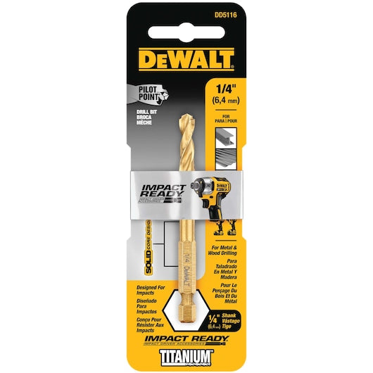 Dewalt, 1/4 IN. IMPACT READY Titanium Nitride Coating Drill Bit