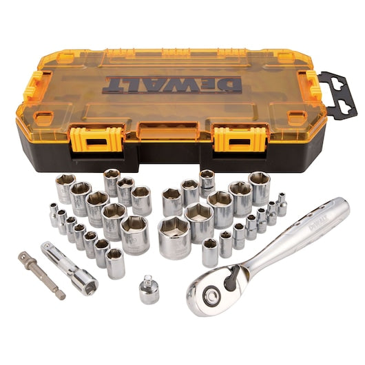 Dewalt, 1/4 IN. and 3/8 IN. Drive Socket Set - 34 PIECE