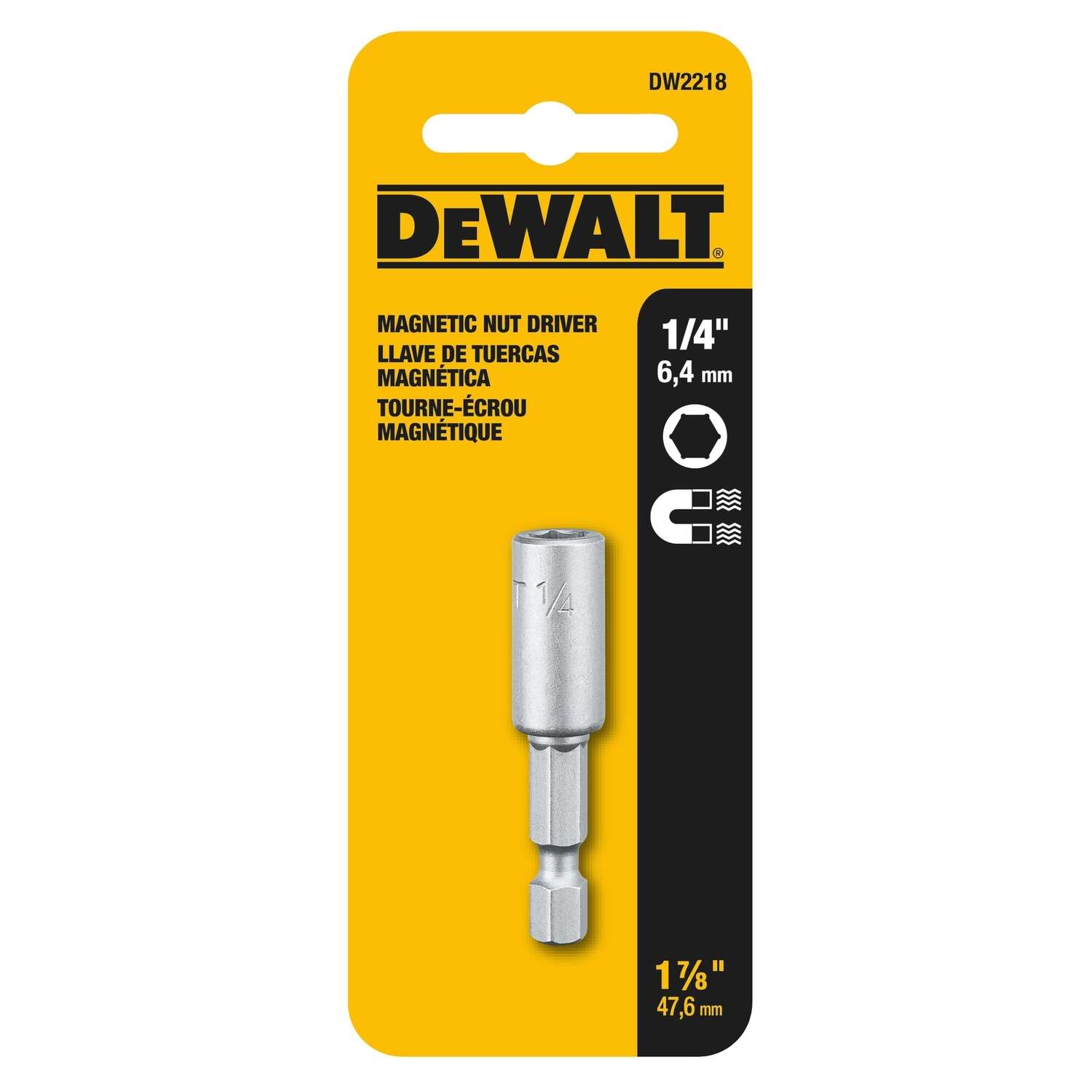 Dewalt, 1/4 IN. x 1-7/8 IN. Magnetic Hex Socket Driver