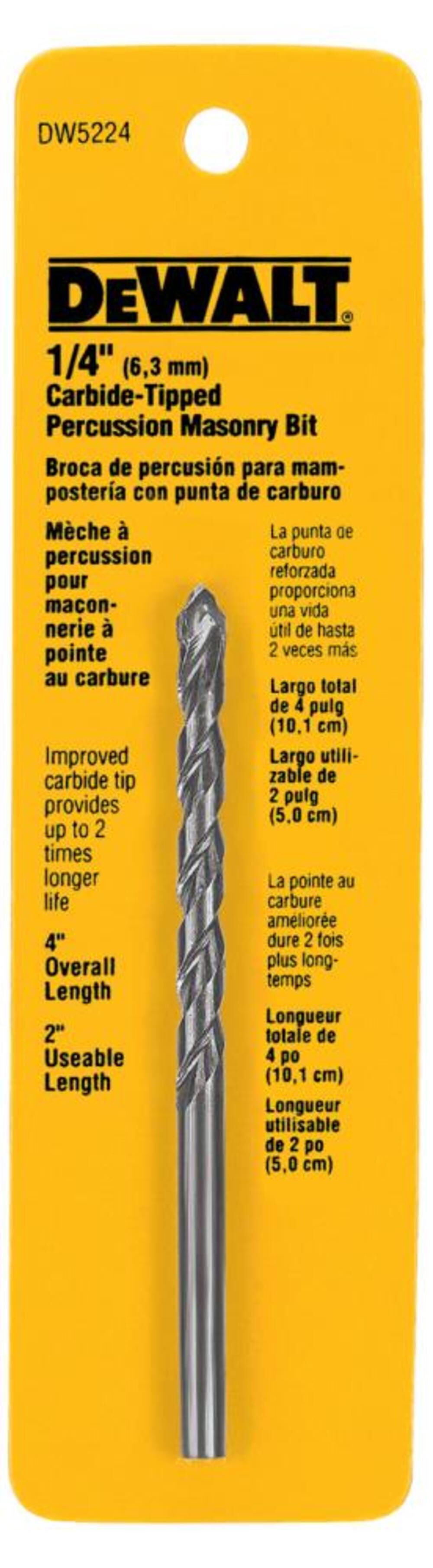 Dewalt, 1/4 IN. x 4 IN. Drill Bit Premium Percussion