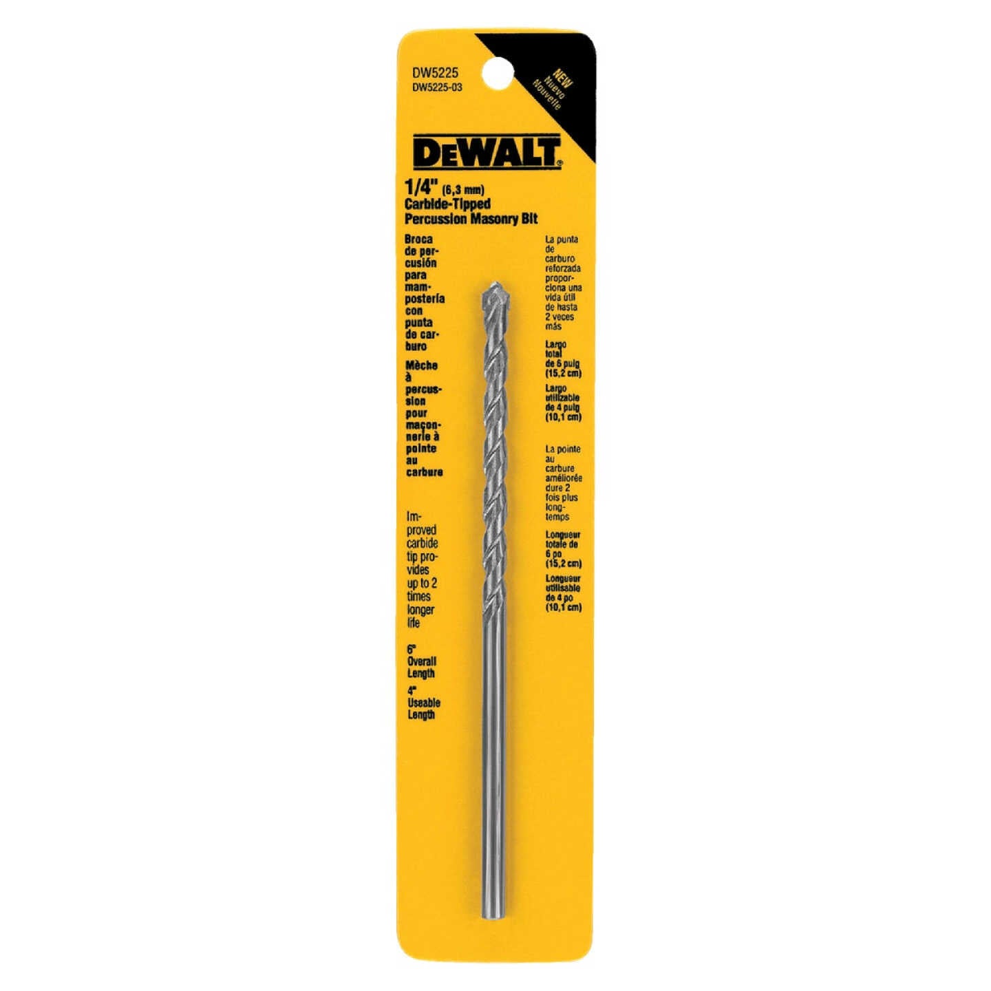 Dewalt, 1/4 IN. x 6 IN. Drill Bit Premium Percussion