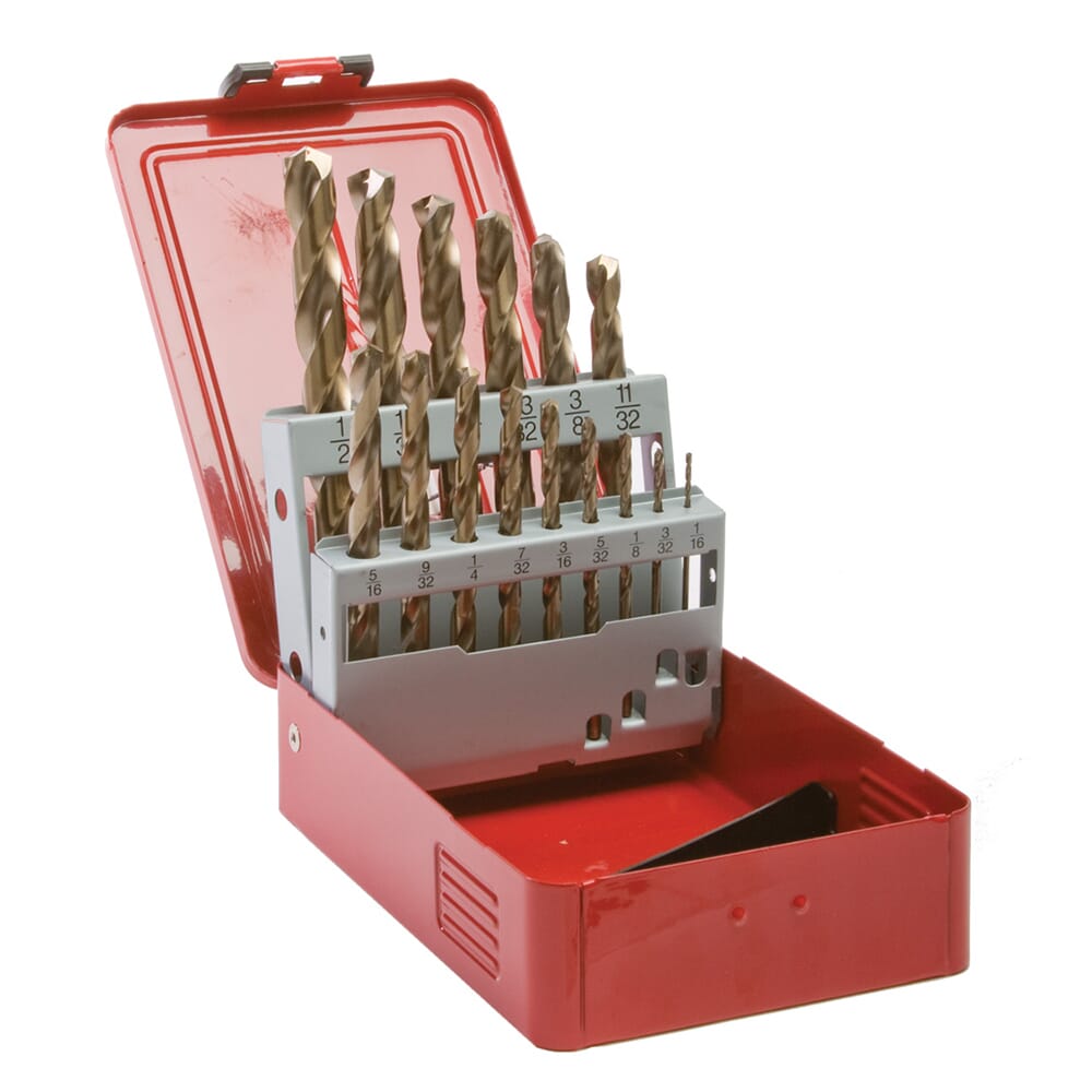 Forney, 15-Piece 8 Percent Cobalt Drill Bit Set, 135 Degree Split Point (1/16 in - 1/2 in x 32nds)