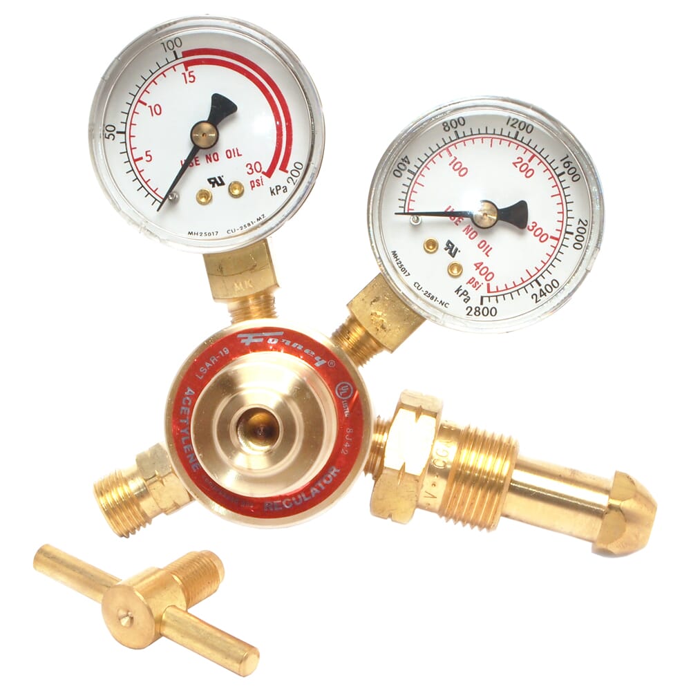 Forney, 150 Series Acetylene Regulator, 1-1/2 in Side Mount