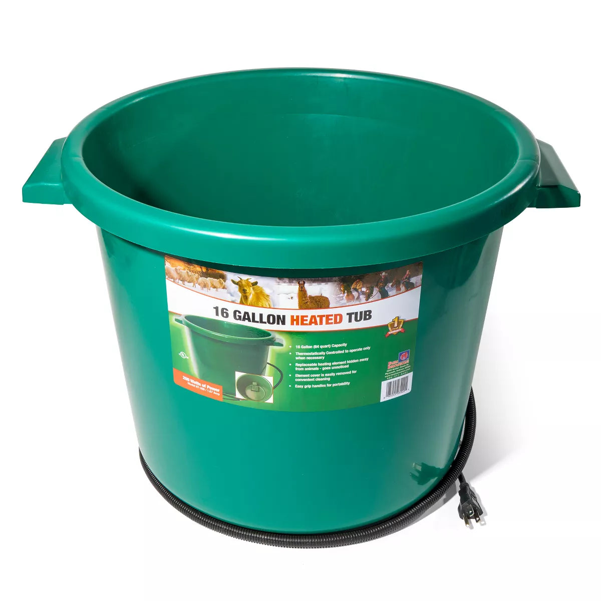 Farm Innovators, 16 Gallon Flat Back Heated Bucket