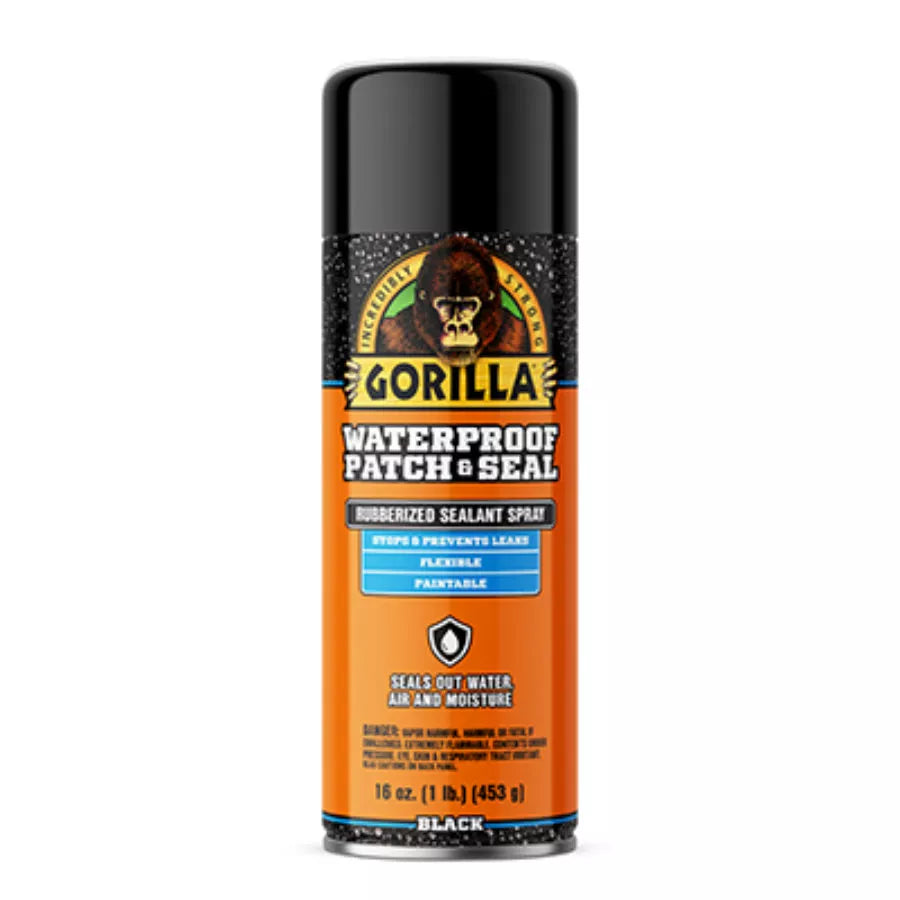 Gorilla Glue, 16 OZ Rubberized Waterproof Patch & Seal Spray - BLACK