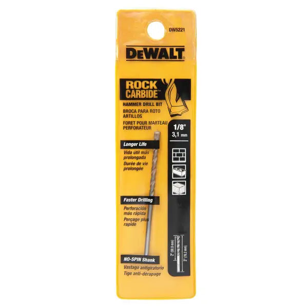 Dewalt, 1/8 IN. x 3 IN. Drill Bit Premium Percussion