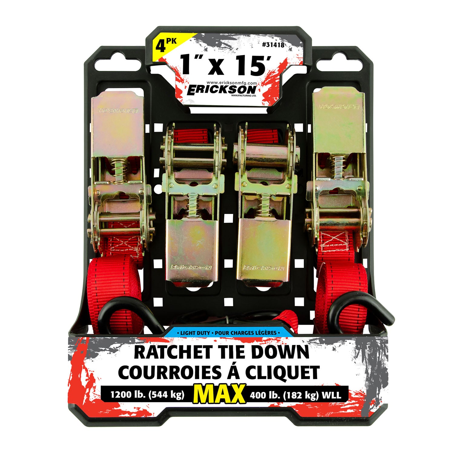 Erickson, 1″ x 15′  1200 lb Ratcheting Tie-Downs