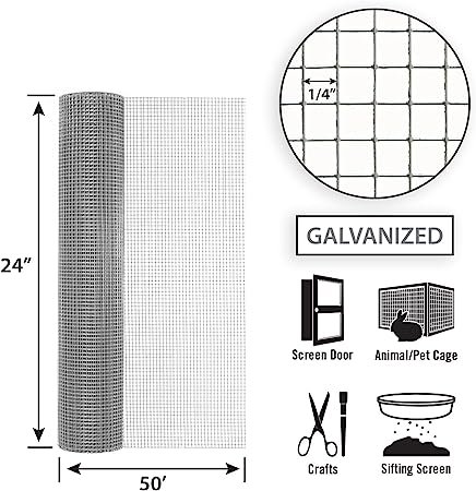 Garden Zone, 24in x 50ft Galvanized Hardware Cloth with 1/4in Openings