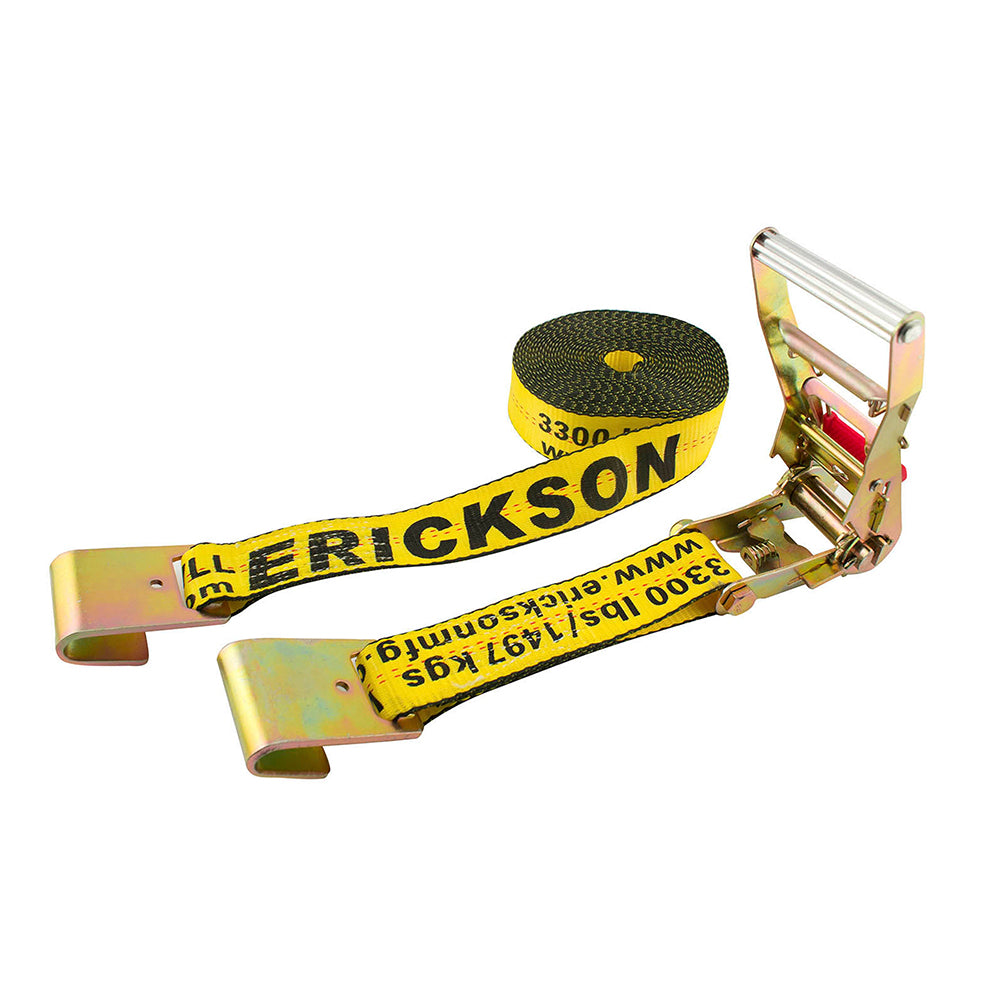 Erickson, 2″ x 40′ 10,000 lb Long Handle Ratchet with Web Clamp Flat Hooks