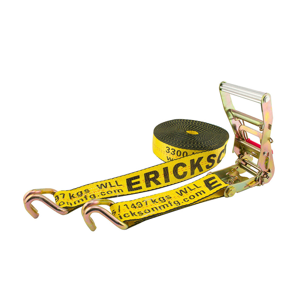 Erickson, 2″ x 40′  10,000 lb Long Handle Ratchet with Web Clamp and Double J-Hooks