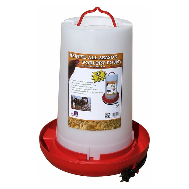 Farm Innovators, 3 Gallon All-seasons Heated Plastic Poultry Fountain - 100-watt