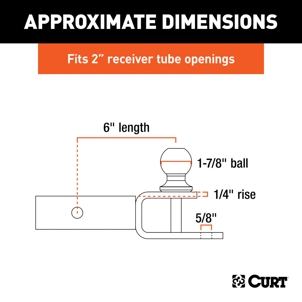 Curt Manufacturing, 3-In-1 ATV Ball Mount With 2 Inch Shank And 1-7/8 Inch Trailer Ball