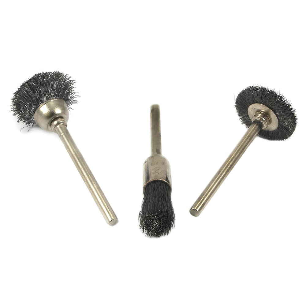 Forney, 3-Piece Bristle Wire Brush Set with 1/8 in Shank