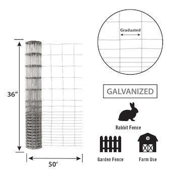 Garden Zone, 36in x 50ft Galvanized Rabbit Guard