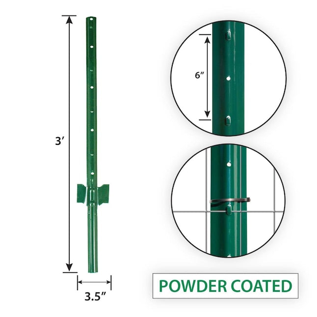 Garden Zone, 3ft Powder-coated Steel Light Duty U-post