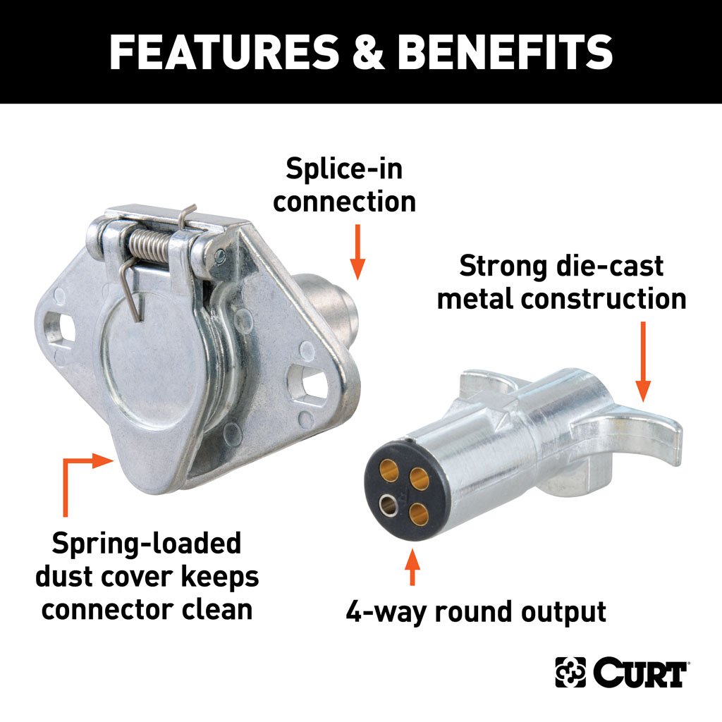 Curt Manufacturing, 4-Way Round Connector Plug And Socket