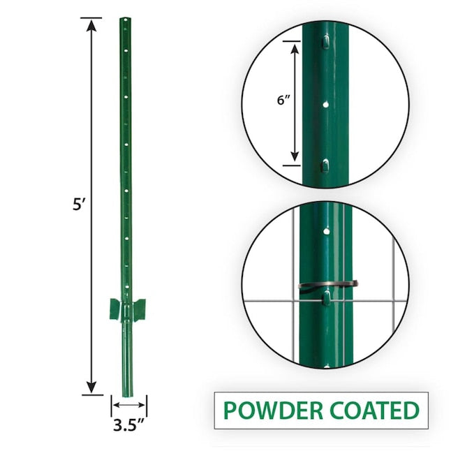 Garden Zone, 5ft Powder-coated Steel Light Duty U-post