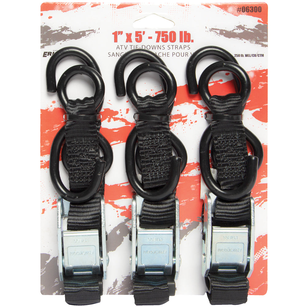 Erickson, 750 lb Motorcycle/ATV Tie-Downs, 3-Pack