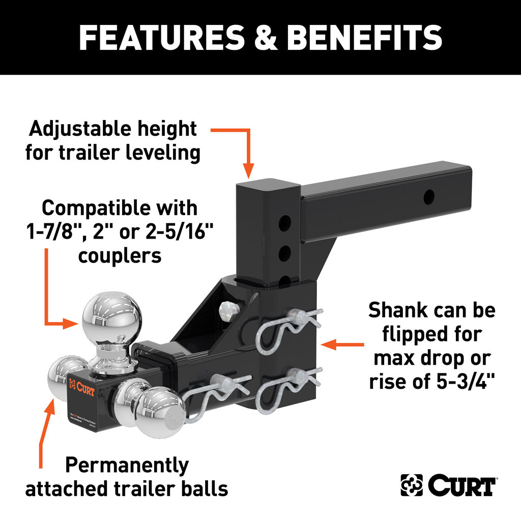 Curt Manufacturing, Adjustable Tri-Ball Mount