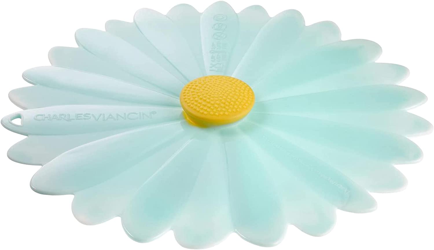 Charles Viancin, Aqua With White Silicone 11 Inch Daisy Lid