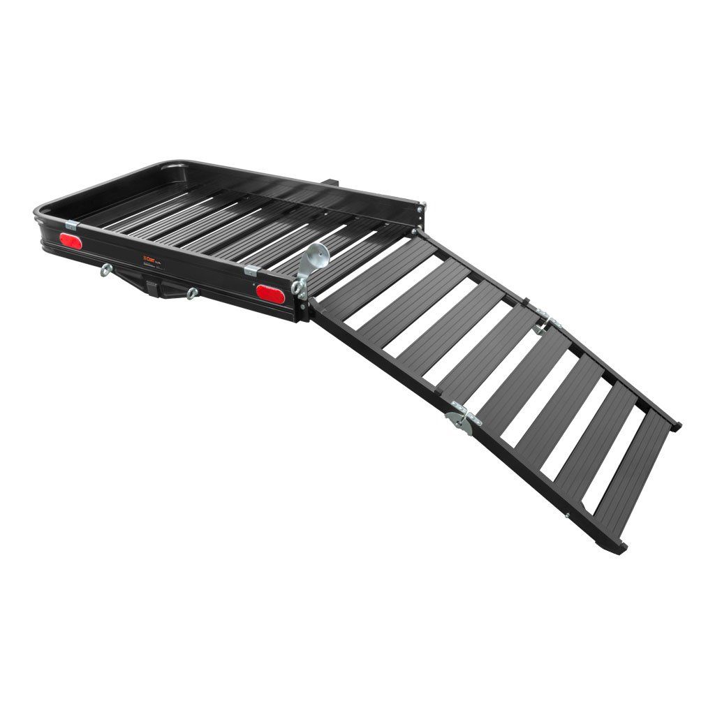 Curt Manufacturing, Black Aluminum Hitch Cargo Carrier with Ramp