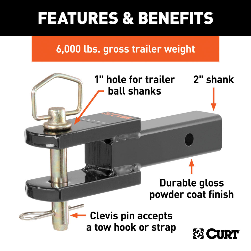 Curt Manufacturing, Clevis Pin Ball Mount With 1 Inch Diameter Pin