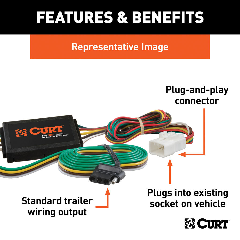 Curt Manufacturing, Custom 4-Flat, Select Mitsubishi Endeavor; OEM Tow Package Required