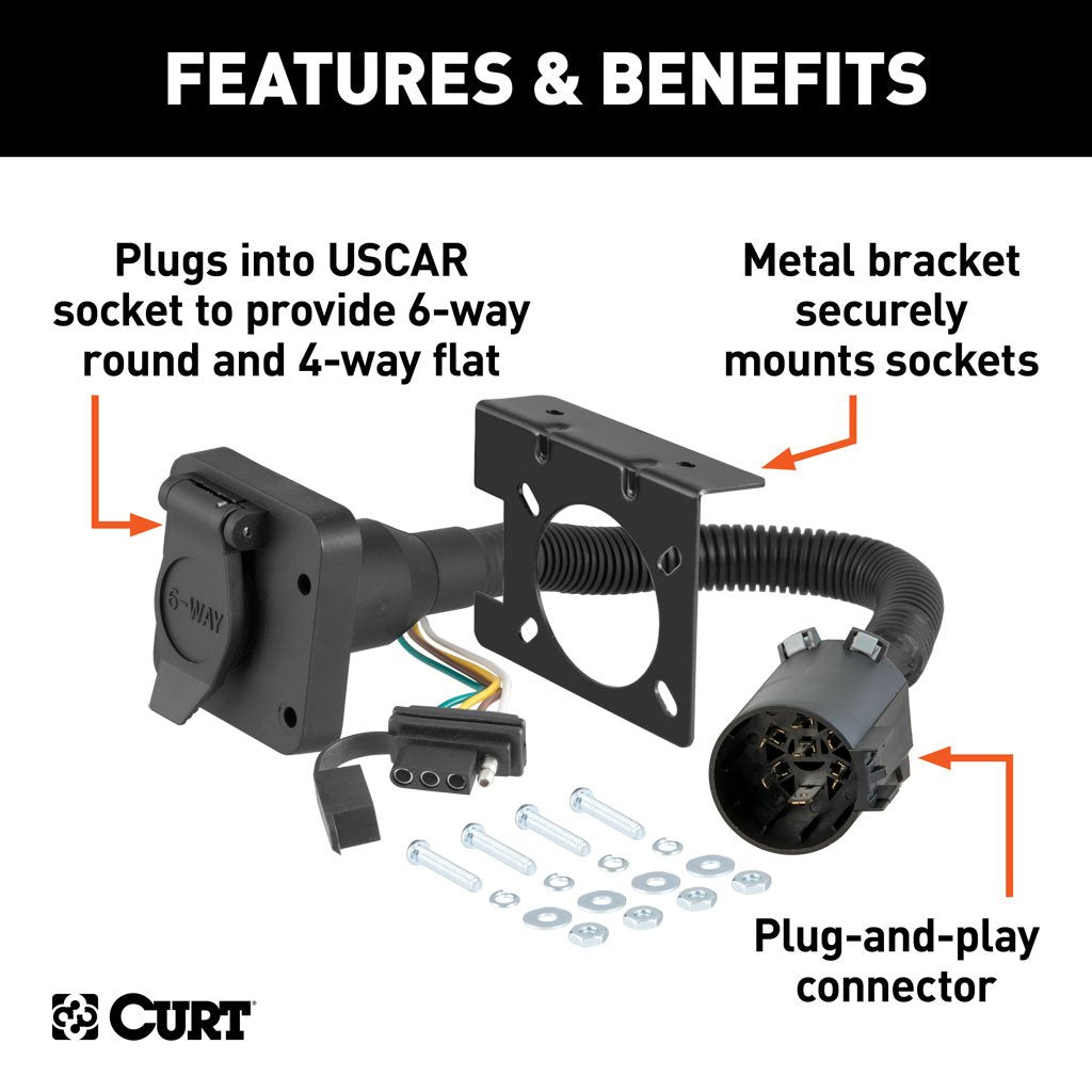 Curt Manufacturing, Dual-Output 6 & 4-Way Connector