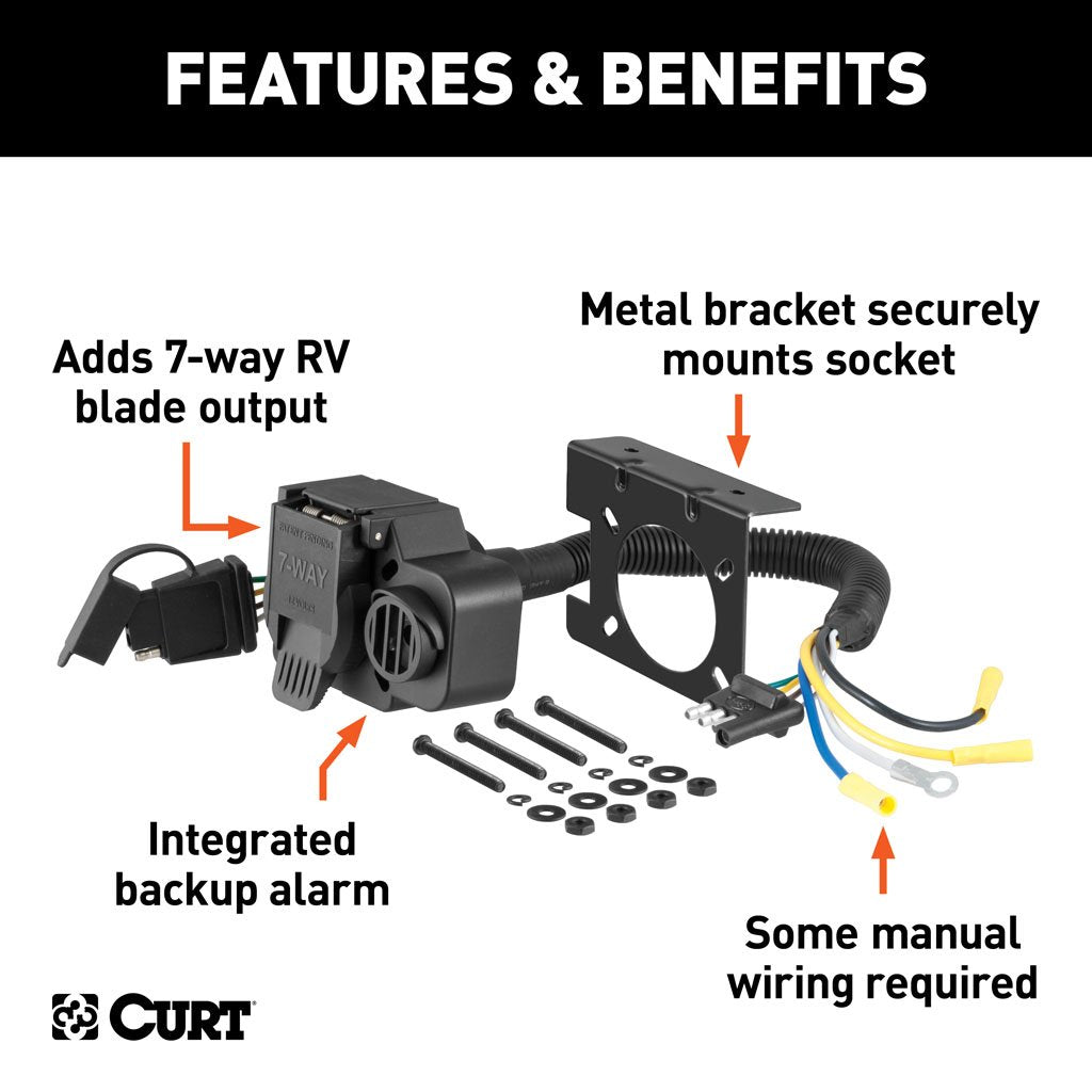 Curt Manufacturing, Dual-Output Adapter With Backup Alarm