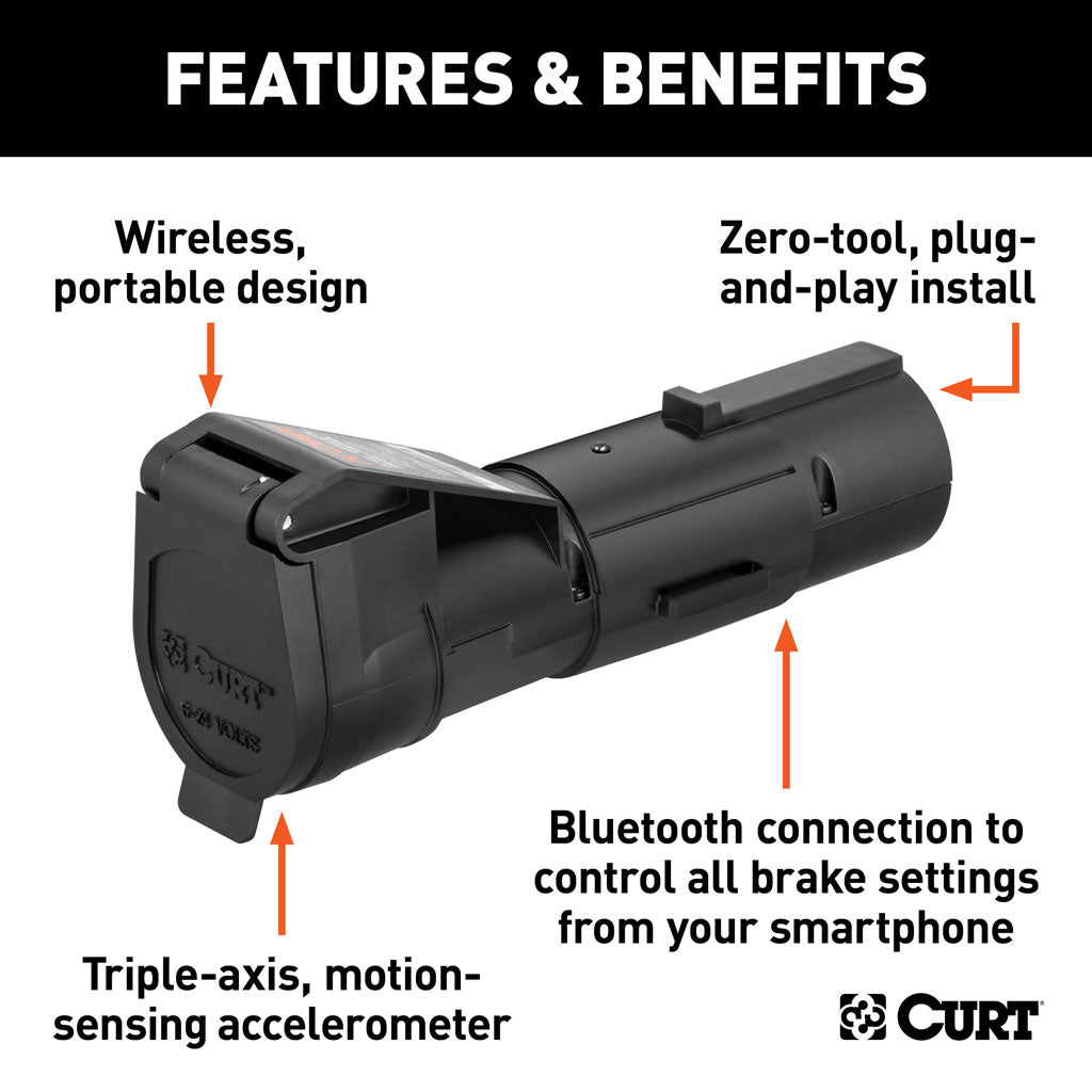 Curt Manufacturing, Echo Mobile Trailer Brake Controller, 7-Way, Bluetooth Smartphone Connection