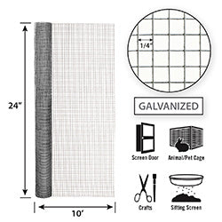 Garden Zone, Garden Craft Hardware Cloth, 24in x 10ft, 1/4in x 1/4in Openings