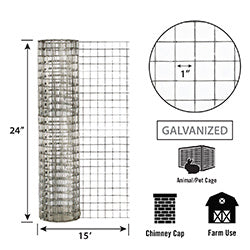 Garden Zone, Garden Craft Welded Mesh Cage Wire, 24in x 15ft, 1in x 1in Openings