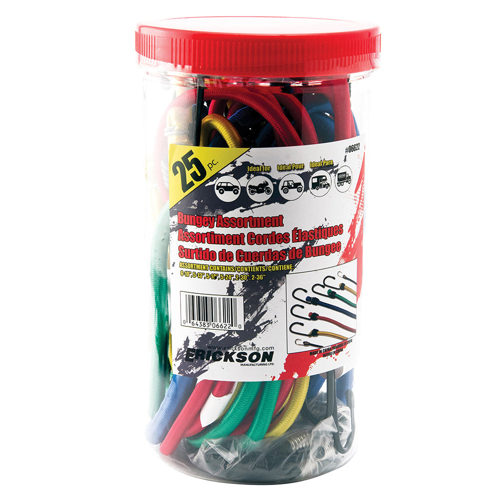 Erickson, Jar of 25 Assorted Bungee Cords