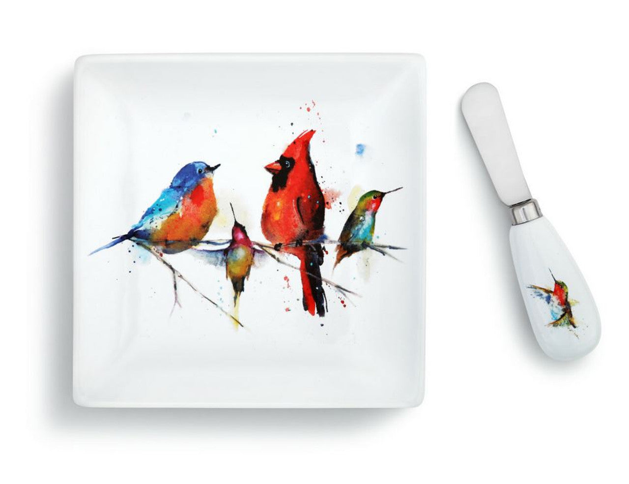 Dean Crouser, Little Birds Ceramic Plate with Spreader Set