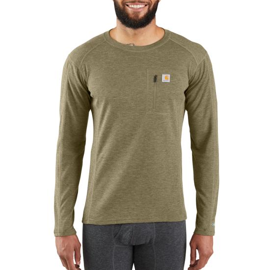 Carhartt, Men's Force Heavyweight Synthetic-wool Blend Base Layer Crewneck Pocket Top