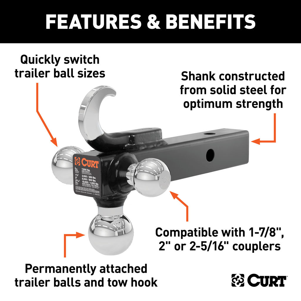 Curt Manufacturing, Multi-Ball Mount With Hook