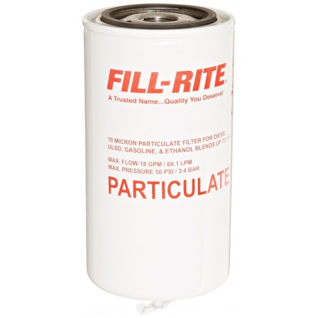 Fill-rite, Particulate Spin-on Fuel Filter With Drain Valve 18gpm, 10 Micron