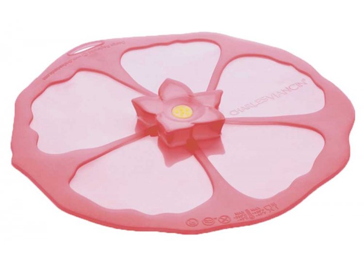 Charles Viancin, Pink Silicone 9 Inch Hibiscus Lid