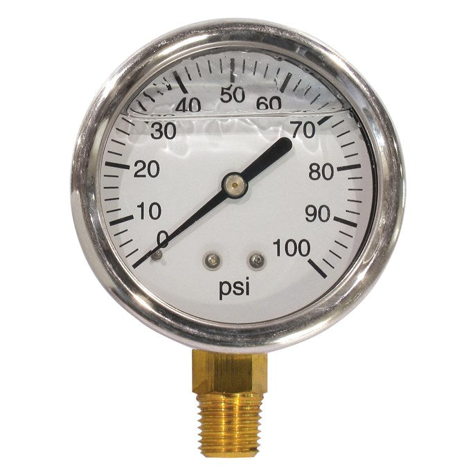 Fimco, Pressure Gauge 0-100 PSI 2-1/2in, Liquid Filled