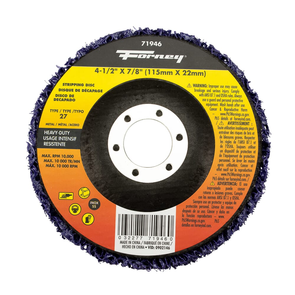 Forney, Strip and Finish Disc, Heavy-Duty, 4-1/2 in x 7/8 in Type 27