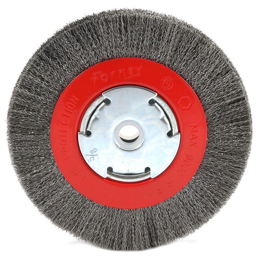 Forney, Wire Wheel, Crimped, 6 in x .008 in x 1/2 in - 5/8 in Arbor