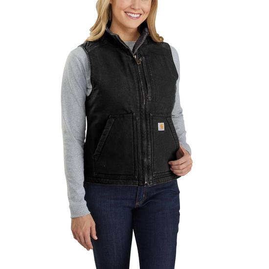 Carhartt, Women's Relaxed Fit Washed Duck Sherpa Lined Mock Neck Vest