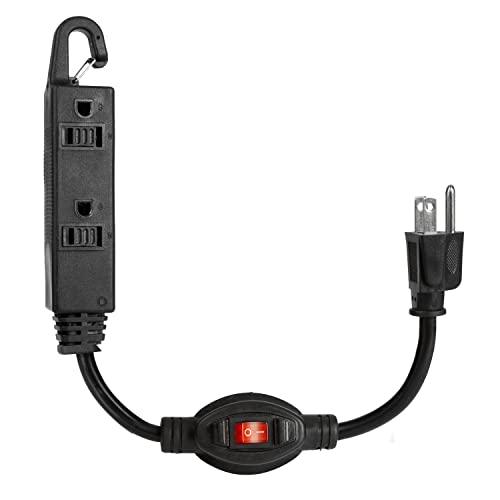 IRON FORGE CABLE, 1 Ft Extension Cord with Switch- Black