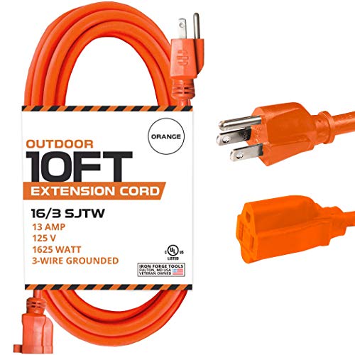 IRON FORGE CABLE, 10 Ft Extension Cord - 16 Gauge- Orange